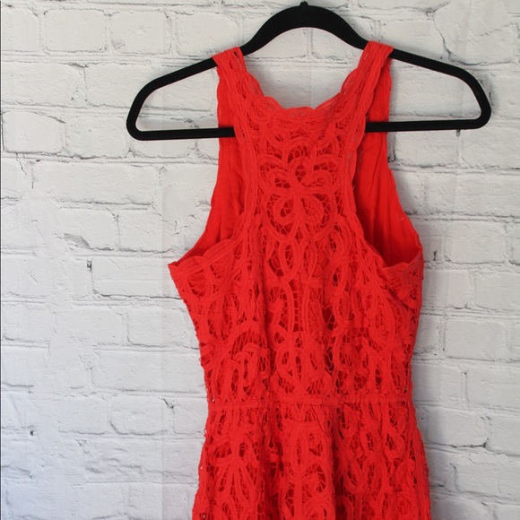 Abercrombie & Fitch Red Lace Button Front Dress - Picture 4 of 7